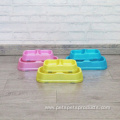 Double Plastic Bowls Puppy Food Cups Dog Bowl